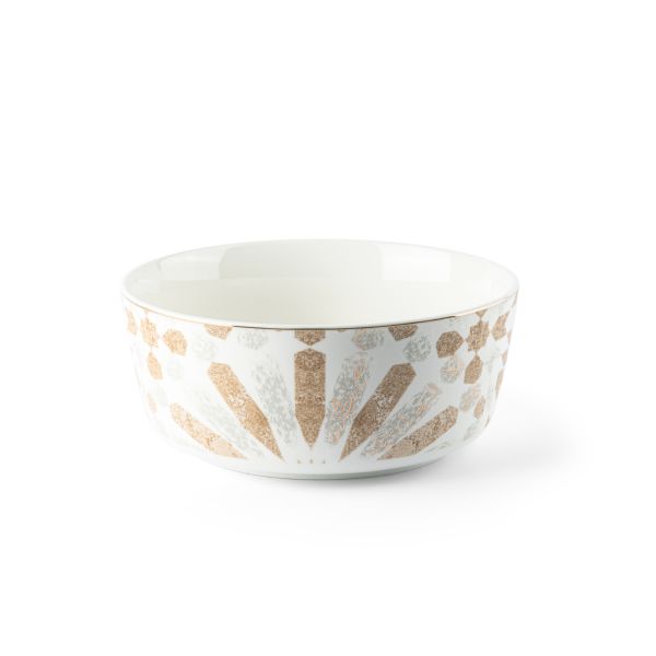 Amal - Ensaladera individual de 8" - Beige y dorado