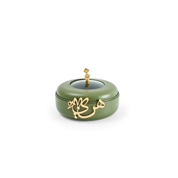 Luxury Diwan - Small Buffet Server - Olive Green & Gold