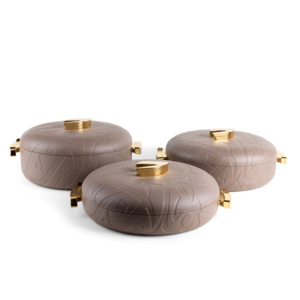 Zuwar - Set Of 3 Buffet Warmer -Brown