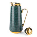 Rattan- Vacuum Flask- Green & Gold